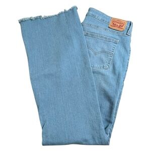 Levis Womens Plus Size 34 726 Flare Light Wash Fringe Hem High Rise Jean Stretch